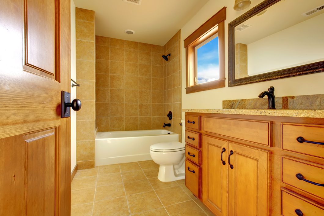 custom wood cabinets in bathroom