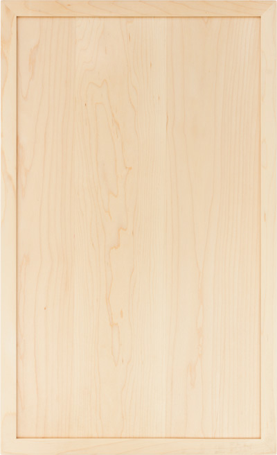 Light-colored wooden cabinet door with a simple rectangular frame and a smooth, natural grain pattern.