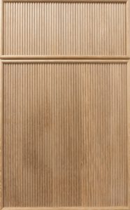 Vertical wooden slats divided horizontally by two wooden strips, creating three rectangular sections.